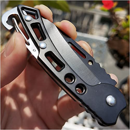 4 Pack Self-Defense Folding Knife With Key Ring Easy To Everyday Carry, Outdoor Survival Stainless Steel Pocket Knife (Black)
