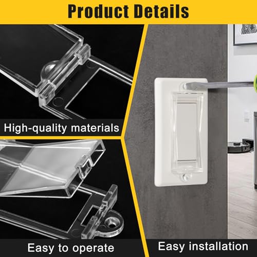 2 Light Switch Guard Cover, Baby Proof Wall Switch Cover Guard for Rocker Light Switch Protects Your Lights or Circuits from Being Accidentally Turned On or Off (Clear)