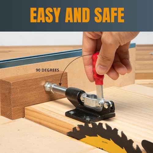 POWERTEC Push Pull Toggle Clamp, 500lbs Holding Capacity, 305CM Quick Release Push Pull lever Clamp, Stroke Clamp for Welding, Woodworking Jigs and Fixtures, Pocket Hole Jigs, CNC (20318)