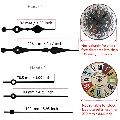 Youngtown Silent Clock Movement Repair Kit 17/32in Black Shaft 7/32in Thread