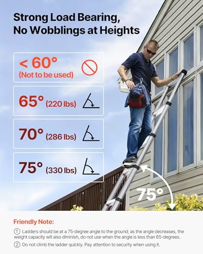 VEVOR 12.5ft Telescoping Aluminum Ladder - Lightweight Multi-Purpose Extension, Heavy Duty 330LBS Capacity