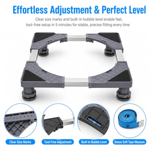 Adjustable Mini Fridge Stand 17-26 in, 400 lb Capacity with 4 Levels & Non-Slip Feet