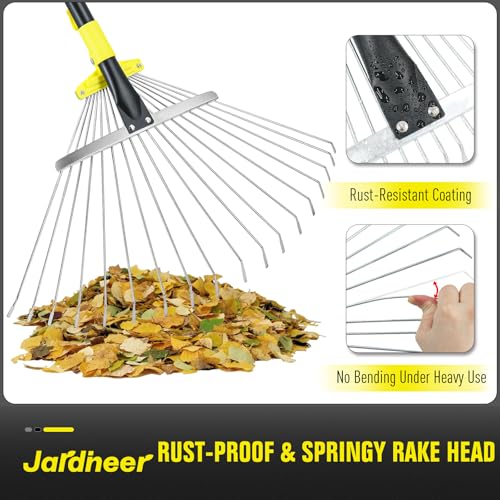 Jardineer Adjustable Leaf Rake - Expandable Metal Yard Rake for Lawn & Garden