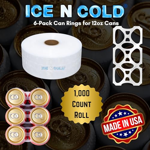 6-Pack Rings (1000ct Roll) Universal Fit for 12oz Beer/Soda Cans | Ice N Cold