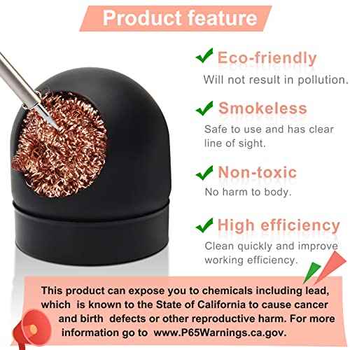 Soldering Iron Tip Cleaner Kit, Windspeed Non-slip Brass Soldering Tip Cleaner Solder Flux Brass Tip Cleaning Brass With Holder, Solder Flux, Solder Wire 4pcs Copper Wire Ball, No Water Needed