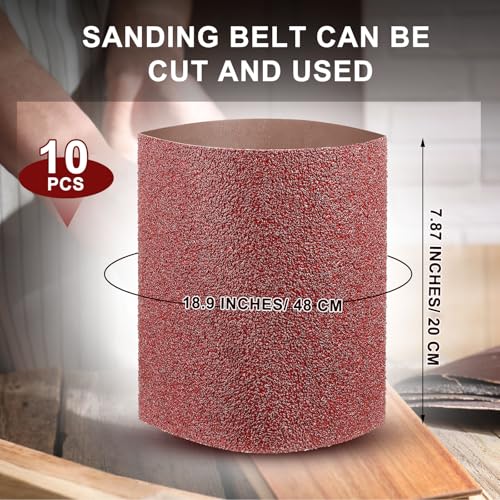Demissle 10 Pack 8 x 19 Inch Floor Sanding Belt 24 Grit Aluminum Oxide Cloth Sanding Belts for Commercial and Residential Flooring
