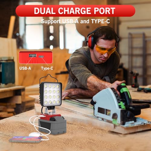 LANKA Red 112W 11200LM Cordless LED Work Light Compatible with Milwaukee M18 Battery