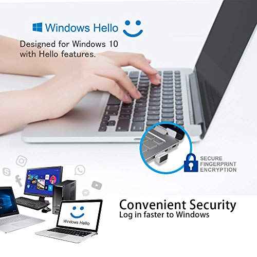 ARCANITE USB Fingerprint Reader for Windows 11/10 Hello Desktop, Laptop, 0.05s 360-Degree Sensor Security Device Login, Security Lock