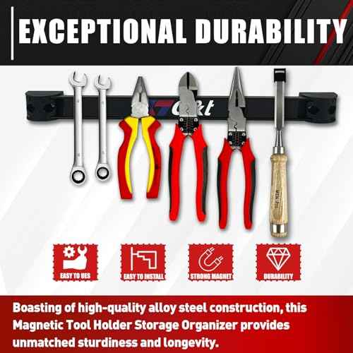 Magnetic Storage Organizer Tool Holder, Magnetic Tool Holder Strip, 6-Pack Magnetic Tool Bar,1-Pack Wrist Magnetic Holder for Garage,Shop and Kitchen | Garage Wall Mount Rack- Mounting Screws Included