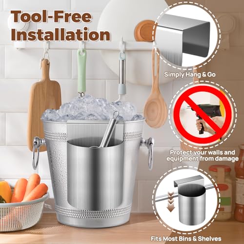 PRETYZOOM Ice Scoop Holder – Hanging Heavy-Duty Ice Scoop/Utensil Organizer for Fridge, Freezer, and Supermarkets