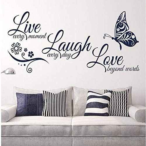 Live Love Laugh Set 3 Wall Sticker Motivational Decals,Family Inspirational Wall Stickers Quotes(18x39, Black)