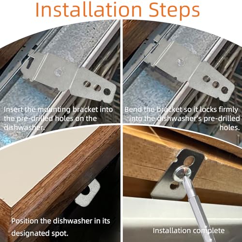 Dishwasher Mounting Bracket Set, 4-Pack with Clips for Whirlpool/Kenmore/Maytag