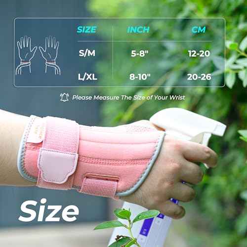2 in 1 Carpal Tunnel Wrist Brace, 3 Adjustable Stability Wrist Support, Customized Wrist Splint with Replaceable Springs (Right - Pink, S/M)