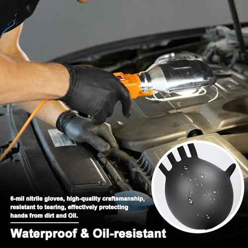 Disposable Nitrile Gloves, Chemical Resistant, Powder and Latex Free, Food Safe, Black Heavy Duty Gloves, 6 Mil, 100 Count, Large