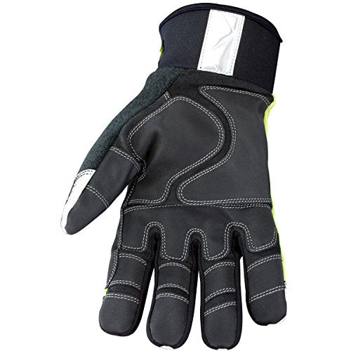 Youngstown Glove Hi-Visibility Waterproof Thinsulate Winter Work Gloves for Men- Windproof, Insulated, Synthetic - Green/Gray