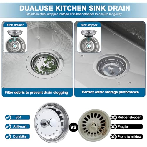 ZM Standard 3-1/2 Inch Kitchen Sink Basket Strainer with Stopper
