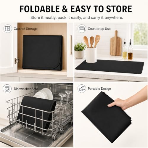 FLASLD 21x29.5 Inch Glass Stove Top Cover - Silicone-Coated Fiberglass, Black, No Logo