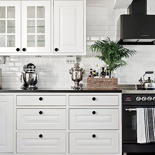 Romeda Round Black Drawer Knobs 30mm - Set of 18 for Cabinets & Dressers