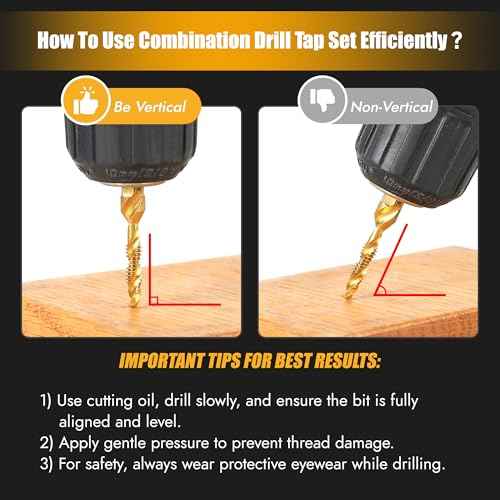 Junreox 6 Pack Combination Drill and Tap Set, Professional HSS Titanium Thread Tap Drill Bit Set in SAE 6-32nc 8-32nc 10-32nc 10-24nc 12-24nc 1/4-20nc, Quick Change Screw Tapping with 1/4¡± Hex Shank