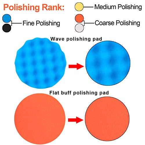 SIQUK 9 Pieces 3 Inch Buffing Pads Kit Foam Buffer Polisher Pads 3 Inch Hook and Loop Polishing Pads Buffer Attachment for Drill