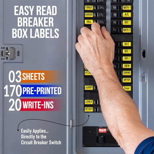 170-Circuit Breaker Decals Set - Bright Easy-Read Vinyl Labels for Panels