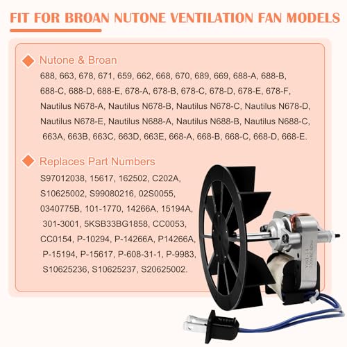 Hiorucet BP27 Fan Motor Replacement for Broan Nutone Bathroom Exhaust Fan - Model 678, 688, 663, 671