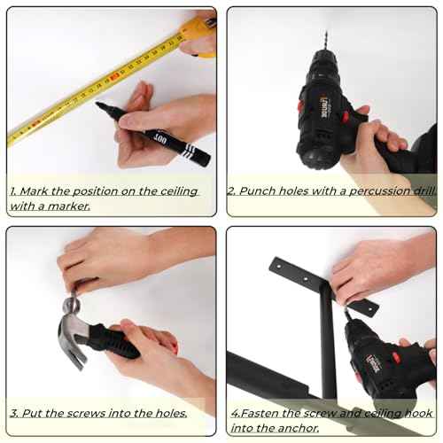 4 Pack Overhead Garage Storage Hooks, 16.5" Heavy Duty Ceiling Mount Hangers, Double T-Bar Metal Ladder Ceiling Racks, Hanging for Bike, Pipe Lumber, Fishing Rod, Sports Equipment