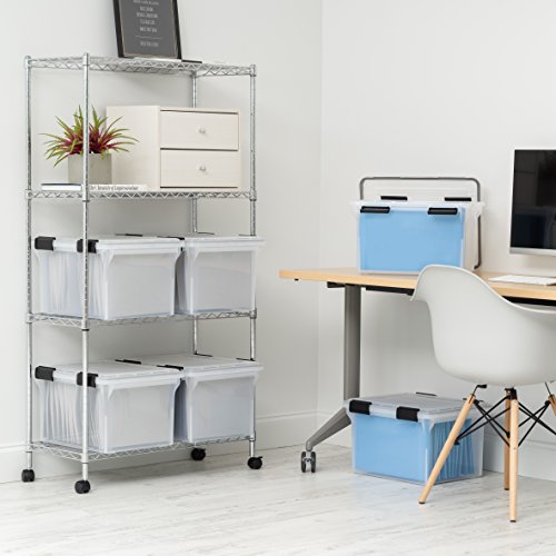 IRIS USA Plastic File Letter/Legal, Water Resistant Document Box, Durable Lid, Seal w/Secure Latching Buckles, Stackable, Nestable, WeatherPro - 1 Pack, Clear