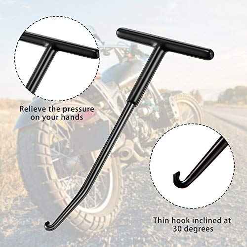 2 Pieces Exhaust Spring Puller Tool Hooks Tool Exhaust Hangers Removal Motorcycle Trampoline T Handle Hooks Expander Snowmobile Puller Pipe for Dirt Bike(Black)