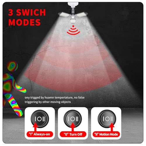 Craftersmark 80W Motion Sensor Garage Light with Dusk to Dawn, 1 Pack, Screw-In