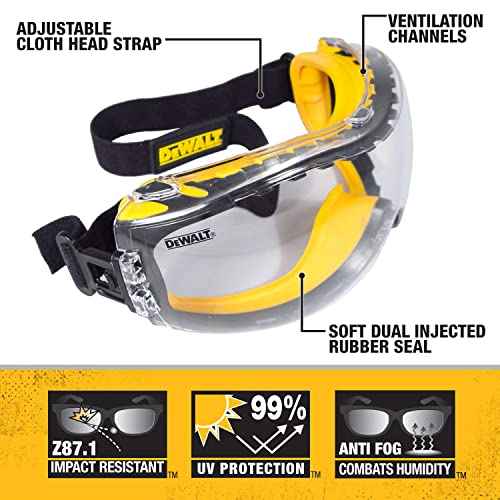 Dewalt DPG82 Concealer Anti-Fog Dual Mold Safety Goggle - 1 Pair