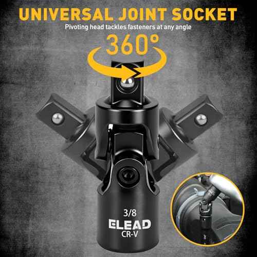 4-Piece 3/8" Drive Socket Extension Bar Set, 3, 6, 10 inch Professional Extension Set, 3/8 Inch Drive Universal Joint Socket, Premium Cr-V Steel Sockets Wrench Extender