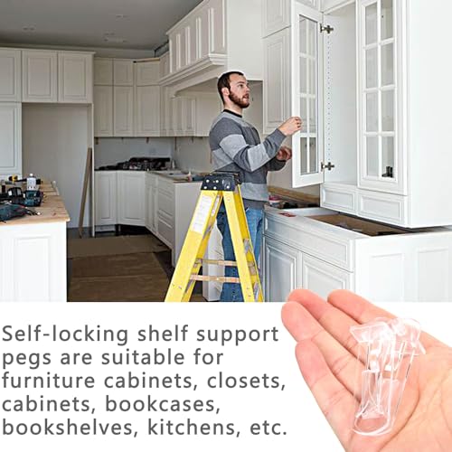 LonlyEagle 20pcs Clear Plastic Locking Shelf Pegs 6.9mm for 3/4 Inch Shelves - Variation 0.27x0.75 inch