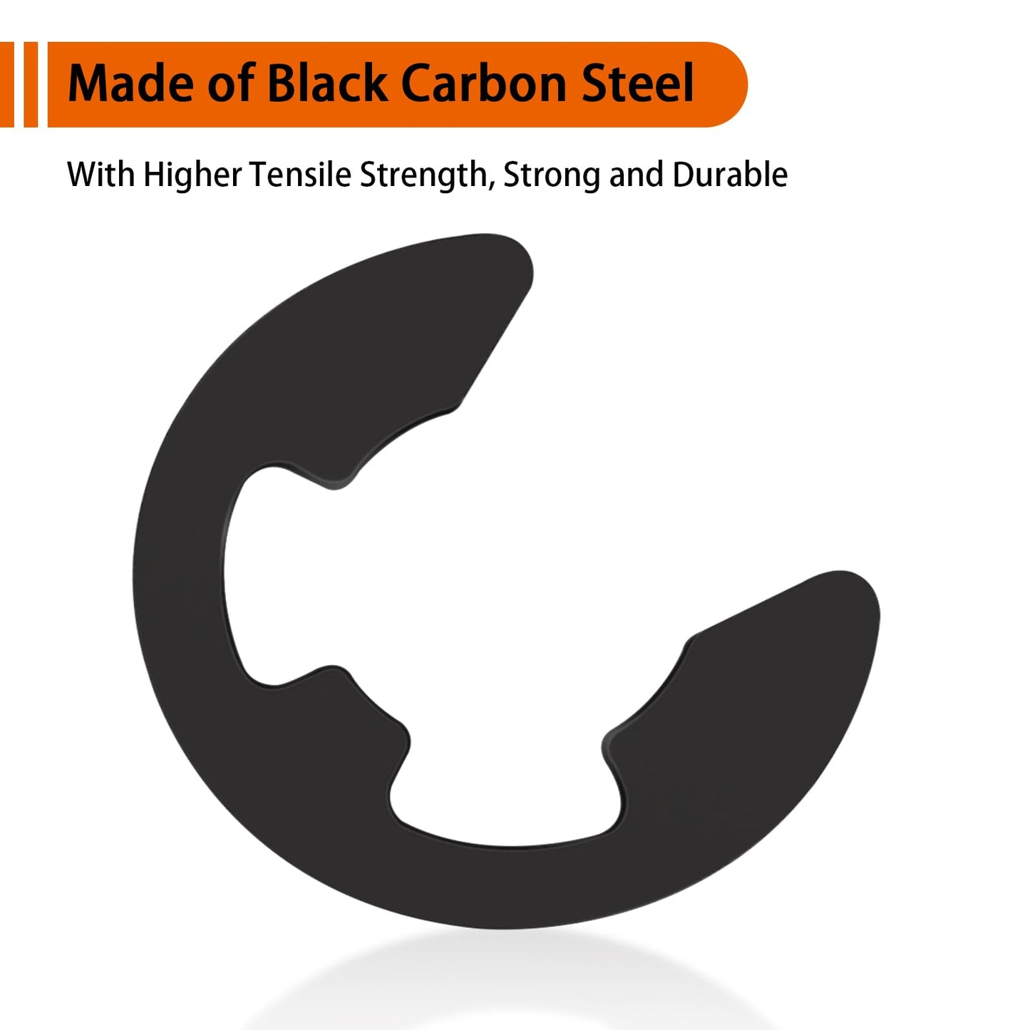 580PCS Black Alloy Steel E-Clip Assortment Kit, E-Clip Assortment Set Include 10 Sizes, Retaining Rings for Bearings, Gears, Pulleys, Axles (M1.5-M10)