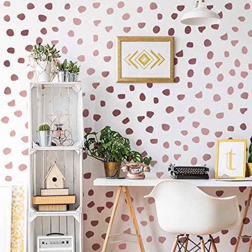 500 Pieces Irregular Polka Dots Boho Wall Decal Vinyl Nursery Wallpaper Sticker Wall Decor Peel and Stick Dot Wall Sticker for Kids Baby Girl Bedroom Home Classroom Decoration (Rose Gold)