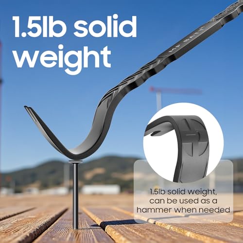15'' Super Thick Flat Pry Bar Crow Bar Nail Puller, Angled Curved Head Metal Wood Board Tire Nail Removing Tool Wrecking Prying Tool Heavy Duty Car Escape Tool Red