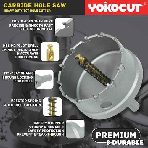 1 Inch Carbide Hole Saw, Hole Cutter Carbide Tipped with Pilot Drill Bit, TCT Hole Saws for Stainless Steel, Metal, Iron, Copper, Brass, Plastic, Wood