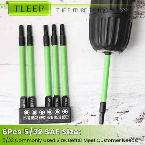 3.5" Long 1/4" Hex Head Allen Wrench Drill Bit Set, SAE 5/32" Impact Driver Bit Set with Magnetic Tips, S2 Steel, Hex Keys with Storage Case