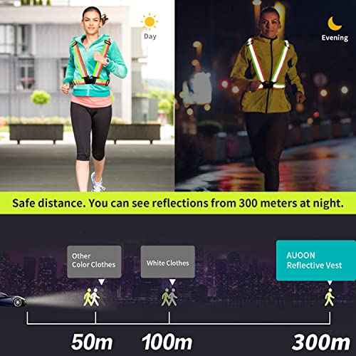 2 pcs Reflective Vest, Adjustable High Visibility Reflective Safety Straps Gear for Run, Cycling,Pet Walking