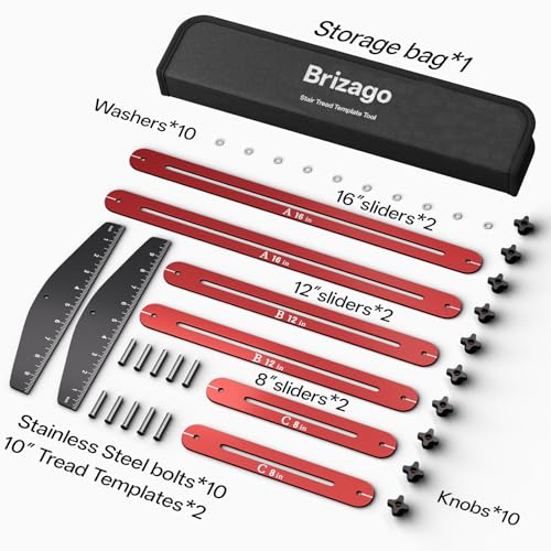 Brizago Stair Tread Gauge Template Tool 10-67in Aluminum Adjustable Jig
