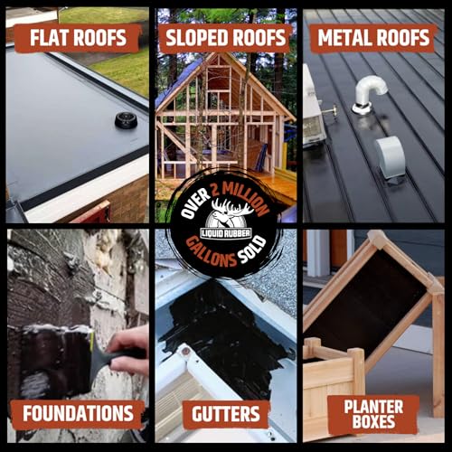 Liquid Rubber Waterproof Sealant - Roof & Gutter Coating, 1 Gallon, Black
