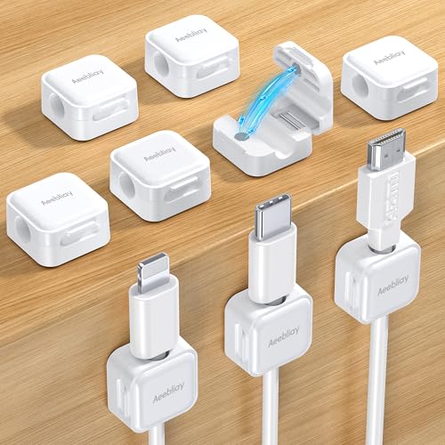 White 9 Pack Magnetic Cable Clips Cord Organizer for Desk & Home