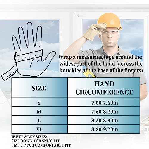 JUMPHIGH Mens Work Gloves, Synthetic Leather Mechanic Gloves, Utility, Touchscreen, Multipurpose, Construction, Warehouse, Truck Driving (L)