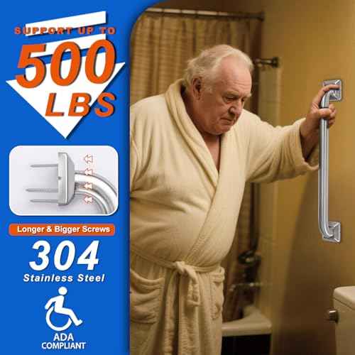 Bathroom Grab Bars Stainless Steel Handrail ADA Compliant 500lbs bathtubs and Showers Toilet Handle Safety for Handicap, Elderly, Disabled, Injury (24inches)
