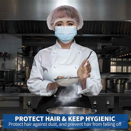 LEOBRO Hair Net, Hair Nets for Food Service Workers, 50PCS Hairnets for Foodservice, Kitchen Hair Nets for Women Men Cooking, Non-woven Bouffant Caps, Disposable Hair Cap Hair Cover, White, 21 Inch
