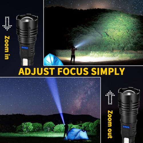 2-Pack Rechargeable LED Flashlights High Lumens, Adjustable Focus, Emergency & Outdoor Use