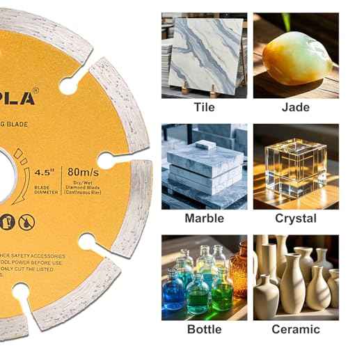 Gunpla 3 Pieces 4-1/2 inch Diamond Cutting Blade Continuous Segmented Turbo Rim Dry Wet Circular Saw Cutter Angle Grinder Disc 7/8 inch Arbor with Reducing Ring 5/8 inch for Tile Masonry