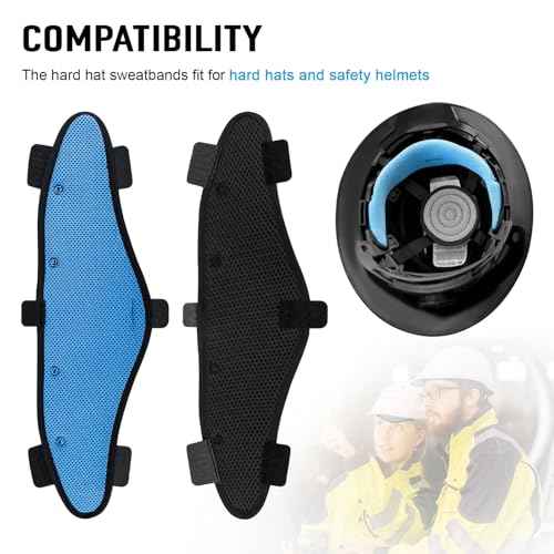 Hard Hat Sweatbands, Sweat Band for Safety Helmet, Washable Hard Hat Cooling Liner Accessories, Suspension Replacement for Hard Hats, Reusable Headband, Blue, 3 PCS