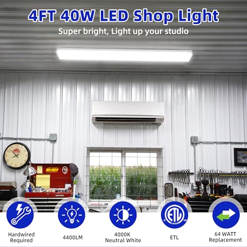 Hykolity 4FT 5.7 Inch Wide LED Wraparound Light, 40W 4400LM 4000K, Hardwired