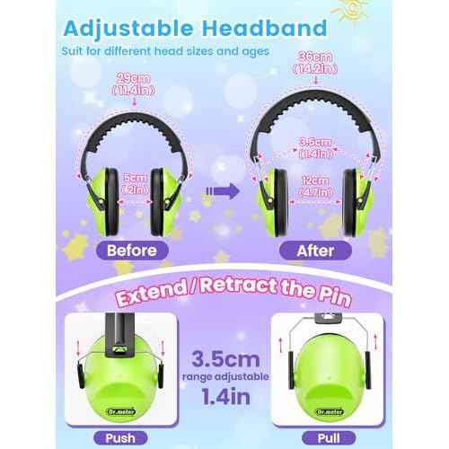 Ear Muffs for Noise Reduction: 27.4SNR Noise Cancelling Headphones for Kids Adults, EM100 Adjustable Hearing Protection Earmuffs for Monster Jam, Autism Sensory, Concerts, Fireworks